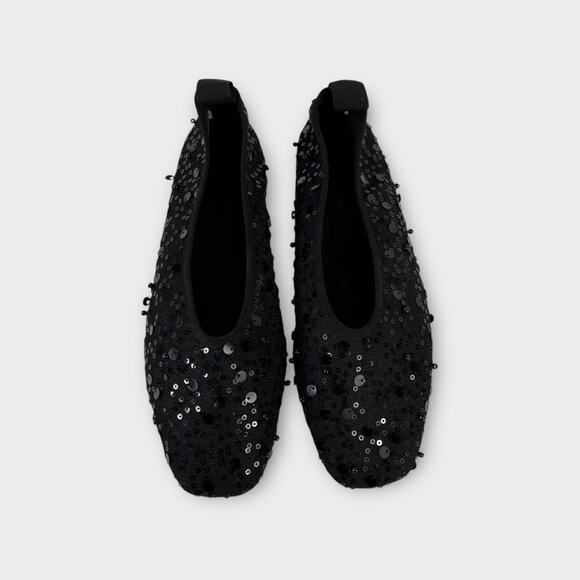 J.Crew Quinn Sequin Embellished Mesh Ballet Flats Black Size 7.5 - Picture 3 of 7